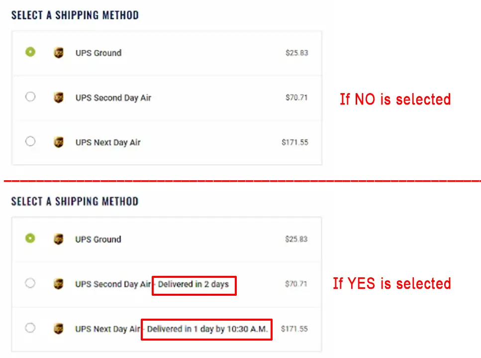 Delivery date examples